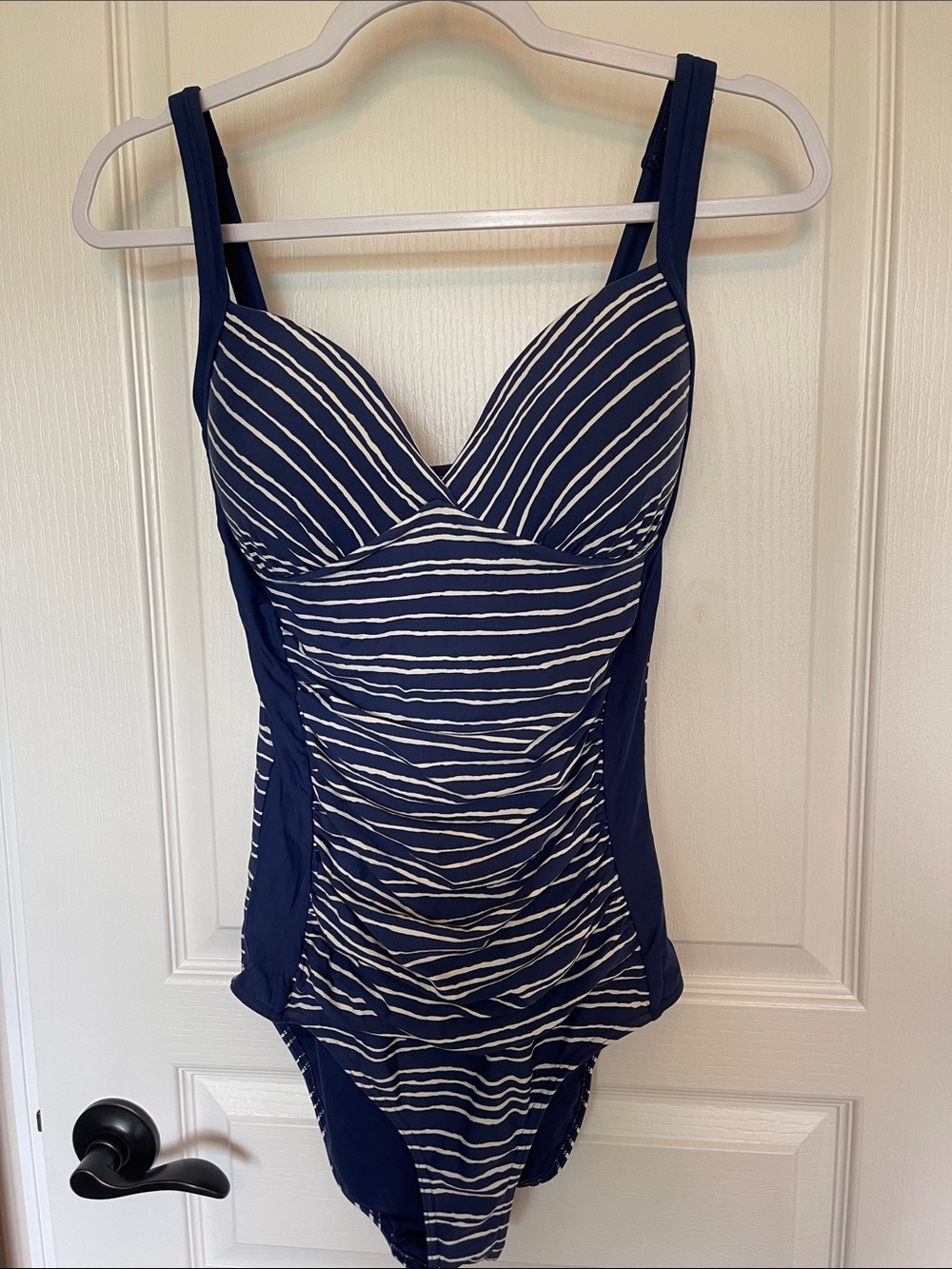 Navy & White Striped One-Piece Swimsuit